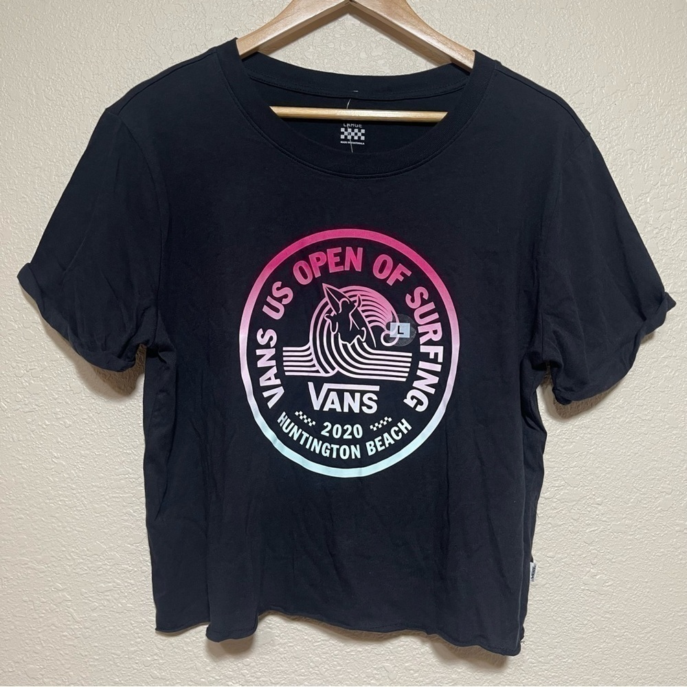 Vans 2020 U.S. of Surfing Logo Short Sleeve Crop Top Size Large Women